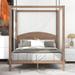 Queen Size Half-Moon Headboard Canopy Bed Straight Lines Platform Bed for Small Bedroom City Aprtment Dorm