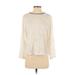 Ann Taylor LOFT Long Sleeve Blouse: Crew Neck Covered Shoulder Ivory Tops - Women's Size Small