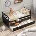 X-Pattern Style Twin Wood Daybed Frame with Trundle&2 Drawers for Small Bedroom City Aprtment Dorm