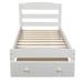 Platform Twin Bed Frame with Storage Drawer and Wood Slat Support
