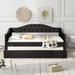 Twin Size Linen Tufted Wingback Daybed Upholstered Sofa Bed with Trundle
