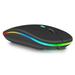 2.4GHz & Bluetooth Mouse Rechargeable Wireless Mouse for MatePad 10.4 Bluetooth Wireless Mouse for Laptop / PC / Mac / Computer / Tablet / Android RGB LED Onyx Black