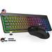 Pre-Owned KLIM Tandem Wireless PC Gaming Keyboard & Mouse Combo Slim Durable Ergonomic + RGB Backlit Illuminated Long-Lasting Built-in Rechargeable Battery (Refurbished: Good)