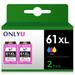 ONLYU 61 Color Ink 61XL Color Ink Cartridge Replacement for HP 61XL 61 Ink Cartridge to Use with Envy 4500 5530 5535 Deskjet 1510 1512 3050 3050A Officejet 2620 4630 (Tri-Color 2 Packs)