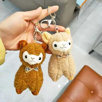 Porte-clés de voiture en peluche Alpaga Butter pendentif mignon porte-clés de sac à dos Kawaii