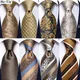 Hi-Tie Champagne or rayé Paisley hommes solide soie cravate de mariage Design de mode pour hommes