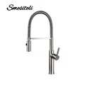 Robinet de cuisine poli Chrome argent mitigeur extractible robinet d'évier Nickel brossé montage