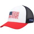 Men's Columbia PFG White/Red Pattern Fish Flag Mesh Trucker Snapback Hat