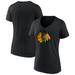 Women's Fanatics Branded Black Chicago Blackhawks Team Primary Logo V-Neck T-Shirt