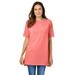 Plus Size Women's Perfect Short-Sleeve Boatneck Tunic by Woman Within in Sweet Coral (Size 6X)