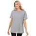 Plus Size Women's Thermal Short-Sleeve Satin-Trim Tee by Woman Within in Heather Grey (Size 4X) Shirt
