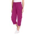 Plus Size Women's Pull-On Knit Cargo Capri by Woman Within in Raspberry (Size 18/20) Pants