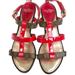 Louis Vuitton Shoes | Authentic Louis Vuitton Strapped Gladiator Sandals Size 36.5 (6w) | Color: Brown/Red | Size: 6