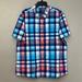 American Eagle Outfitters Shirts | American Eagle Men’s Slim Fit Plaid Shirt Sleeve Button Down Collared Shirt Xl | Color: Blue | Size: Xl