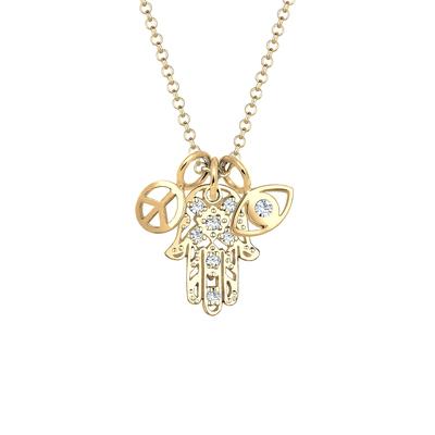 Elli - Hamsa Peace Evil Eye Kristalle 925 Silber Ketten 1 ct Damen