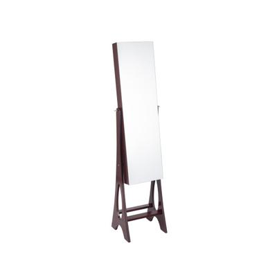 Costway LED Jewelry Cabinet Armoire Organizer with Bevel Edge Mirror-Brown