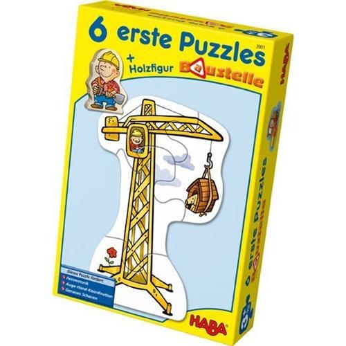 "Haba 3901 6 Erste Puzzles ""Baustelle"" + Holzfigur"