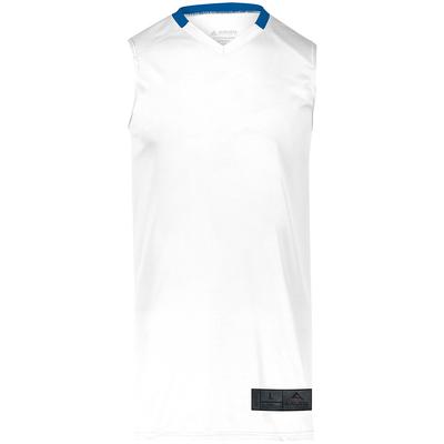 Augusta Sportswear 1730 Athletic Step-Back Basketball Jersey T-Shirt in White/Royal size Small | Polyester