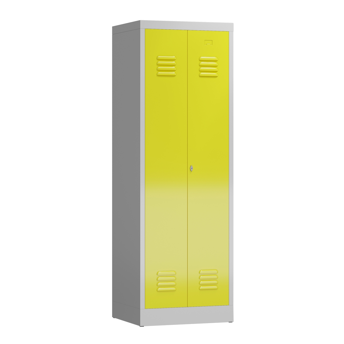 ClassiX Garderobenschrank, 2 Abteile mittig schließend, 1800 x 590 x 500 mm, lichtgrau/zinkgelb Image