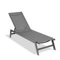 Patio Chaise Lounge Chair Outdoor Lounge Chair Recliner with Metal Frame and Adjustable Backrest for Patio Lawn Beach Pool Side Sunbathing Gray