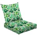 2-Piece Deep Seating Cushion Set Abstract for fabric Cactuses with flowers and fruits Outdoor Chair Solid Rectangle Patio Cushion Set