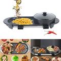 Anqidi 2 in 1 Hot Pot Barbecue Grill Portable Electric Non-Stick Teppanyaki Pan Soup Smokeless Shabu Pot w/Controller 2200W 110V