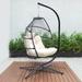 Swing Hammock Egg Chair with Stand Wicker Rattan Patio Basket Hanging Chair with C Type Bracket Teardrop Swing Chair with Cushion and Pillow Patio Hanging Chair for Indoor Outdoor Light beige