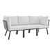 Ergode Riverside 3 Piece Outdoor Patio Aluminum Sectional Sofa Set - Gray White