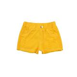 ZIYIXIN Baby Girls Casual Denim Shorts Solid Color High Waist Button Ripped Jeans with Side Pockets Yellow 3-4 Years