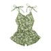 ZIYIXIN Toddler Kids Baby Girls Clothes Floral One Piece Romper Strap Jumpsuit Backless Bodysuit Shorts Summer Outfits Green 3-4 Years