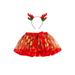 mlpeerw Girl Princess Skirt Christmas Print Tutu Skirt with Elk Headband Set