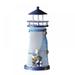 LED Seven Colors Iron Lighthouse Nautical Themed Rooms Home Handmade Wood Decor--Ocean Coastal Theme Decorations for Home Nautical Gifts