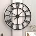 20â€� Mute Retro Wall Clock Roman Numerals Art Creative Clock Vintage Silent Metal Clock Industrial Gear Clock (Black)