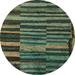 Ahgly Company Machine Washable Indoor Round Abstract Hazel Green Area Rugs 7 Round