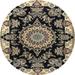 Ahgly Company Machine Washable Indoor Round Traditional Charcoal Black Area Rugs 4 Round