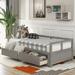 Wooden Daybed with Trundle Bed and Two Storage Drawers, Extendable Bed Daybed, Sofa Bed Suitable for Bedroom and Living Room
