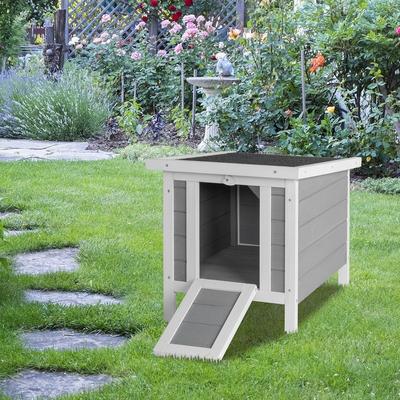 Gray Waterproof Wood Weather Resistant Animal Hutch