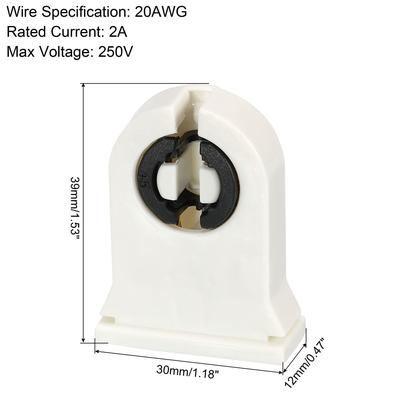 T8 Lamp Holder Socket Non-Shunted Light Holder White and Black