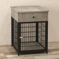 Leeten Pet Dog Cage for Small Dogs Wooden Dog Kennel End Table Small Pet Dog House Chew-Proof Indoor Crate Side Table Vintage Gray