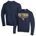 Men's Champion Navy West Virginia Mountaineers Stack Logo Volleyball Powerblend Pullover Sweatshirt