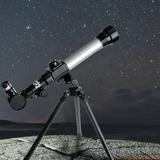 SDJMa Telescope for Kids Astronomical Telescope Zoom 100X HD Outdoor Educational Telescope with Tripod 600/50mm Spotting Scope for Kids Beginners (Silver)