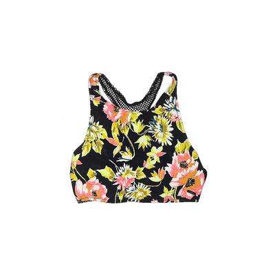 Volcom Swimsuit Top Black Floral Scoop Neck Swimwear - Women's Size Small
