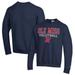 Men's Champion Navy Ole Miss Rebels Stack Logo Volleyball Powerblend Pullover Sweatshirt