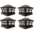 4 Pack Solar 4X4 Fence Post Cap Light with One LED Bulbs COPPER Garden Square Shape Cap Light