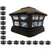 16 Pack Solar 4X4 Fence Post Cap Light with One LED Bulbs BLACK Garden Square Shape Cap Light