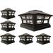 6 Pack Solar 4X4 Fence Post Cap Light with One LED Bulbs BLACK Garden Square Shape Cap Light