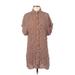 Forever 21 Casual Dress - Shirtdress: Brown Checkered/Gingham Dresses - Women's Size Small