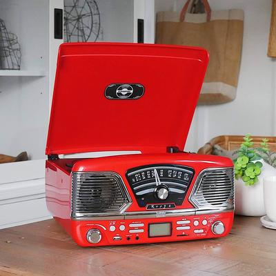 Red Roxy 4 Retro Style Record Player With Cd