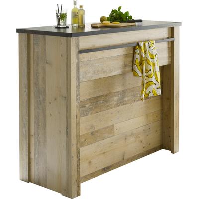 Unterschrank HOME AFFAIRE "Sherwood", braun (old style hell dekor), B:130cm H:106cm T:52cm, Holzwerkstoff, Schränke, mit Handtuchhalter aus Metall, Höhe 106 cm Image