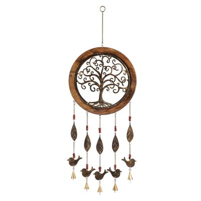 Wood and Metal Tree of Life Garden Bell